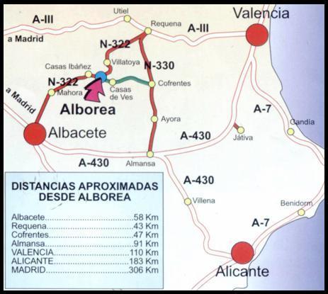 Plano de acceso de Alborea